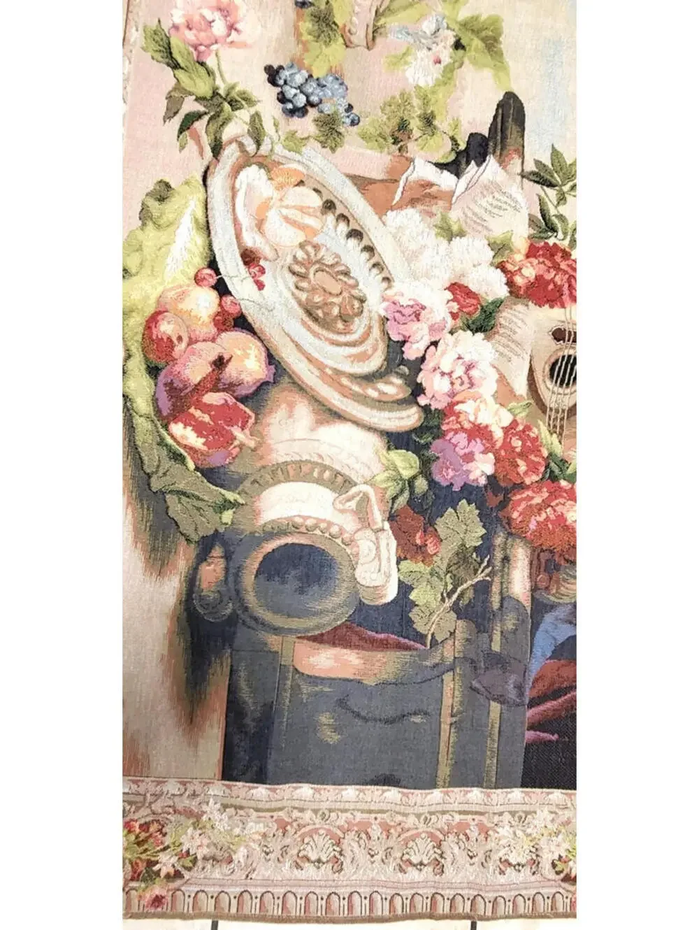 Vintage French Large Tapestry Wall Lined Hanging Gobley's Mandolin